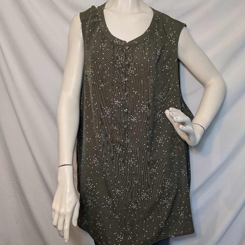Ava Viv | olive polka dots | sleeveless | 4X | NWT